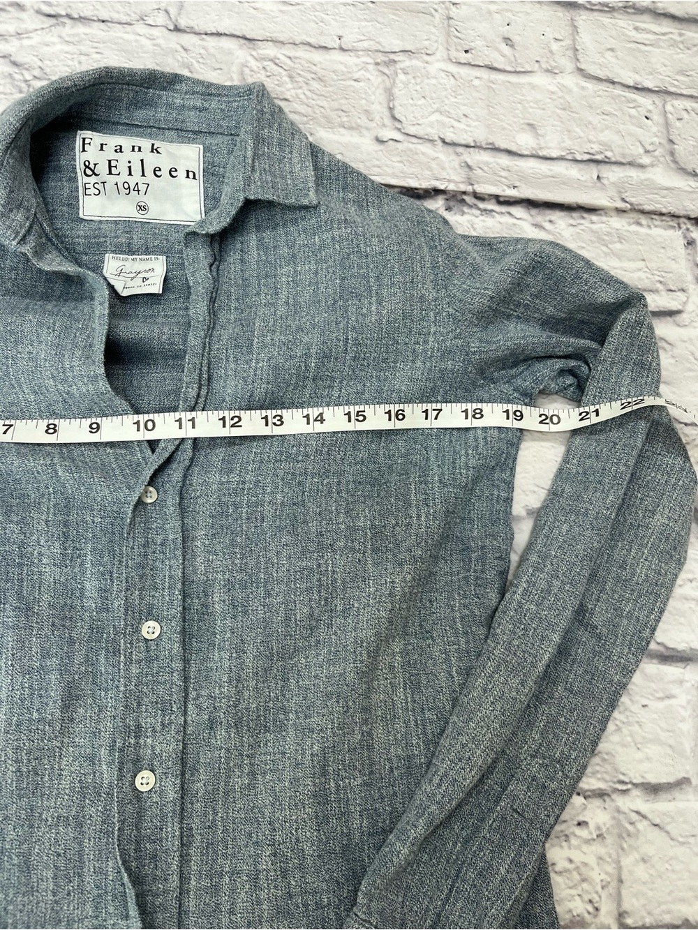 Frank & Eileen EILEEN Grayson Blue Italian Cotton Button Down coastal Shirt XS - Picture 6 of 9